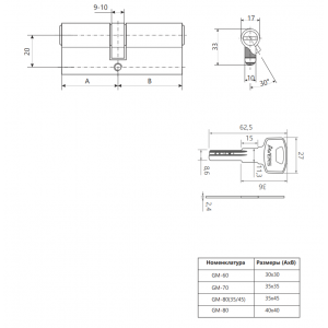Цилиндровый механизм Avers GM-80(35/45)-CR